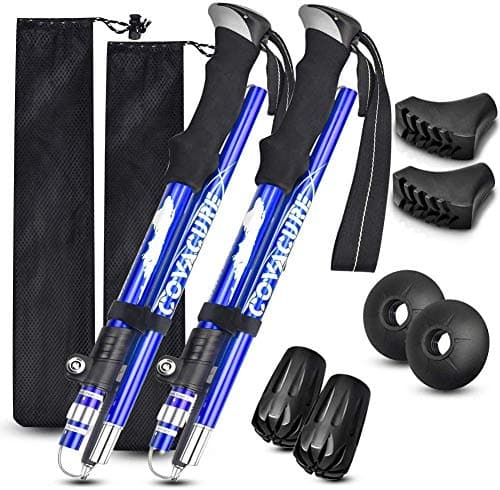 Image of COVACURE Walking Poles - 2 Pack Lightweight Collapsible Walking Sticks for Hiking, Camping & Backpacking- 7075 Aluminum Foam Grip & Padded Strap (Up to 100-130cm)
