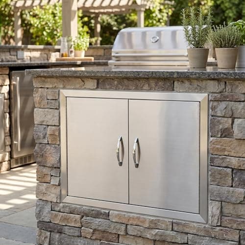 Image of Aptliton Stainless Steel BBQ Access Door, Flush Mount Outdoor Kitchen Cabinet Door, Weatherproof Heavy Duty Design for BBQ Island and Grilling Station