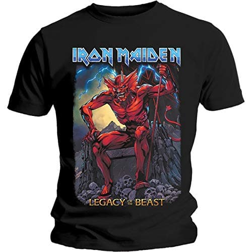 Image of Iron Maiden T Shirt Legacy of The Beast Devil Band Logo Official Mens Black XXL