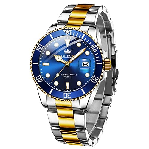 Image of OLEVS Mens Watches Designer Calendar Dress Metal Stainless Steel Quartz Analog Waterproof Luminous Wrist Watch Gent Large