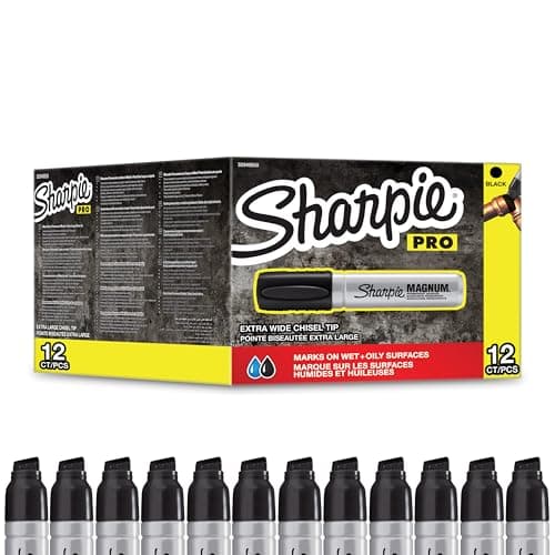 Image of Sharpie Pro Magnum Permanent Markers | Chisel Tip | Black Ink | 12 Count