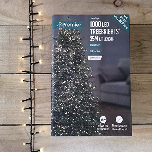 Image of Premier Decorations - 1000 Multi Action TreeBrights LED Lights with Timer - Warm White
