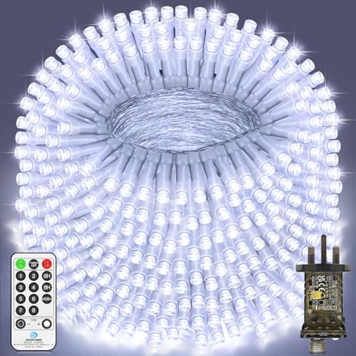 Image of 120M 1000 LED Fairy Lights Outdoor String Lights Plug in Extra Long Christmas Lights Waterproof with Remote Timer 8 Modes for Outside Garden Patio Party Wedding Yard Tree Decorations Cool White