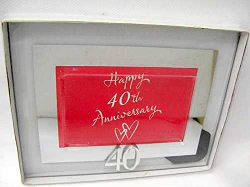 Image of 40th / Ruby Anniversary Glass Mirror Motif Photo Frame 6" x 4"