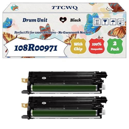 Image of Compatible for Xerox 108R00971 Drum Unit Work for Xerox Phaser 6700 6700DN 6700DT 6700DX 6700N Printers, with Chip, High Yield 60000 Pages, High-Definition Printing (2 Pack Black)