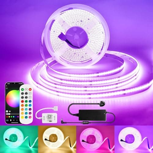 Image of Brillistep RGBW Cob Led Strip Light 10m, 24V 8A 10m RGBW WiFi Led Strip Set with APP & Remote Control, 672LEDs/Meter Led Tape Light for Home Decoration, Compatible with Alexa/Google Home