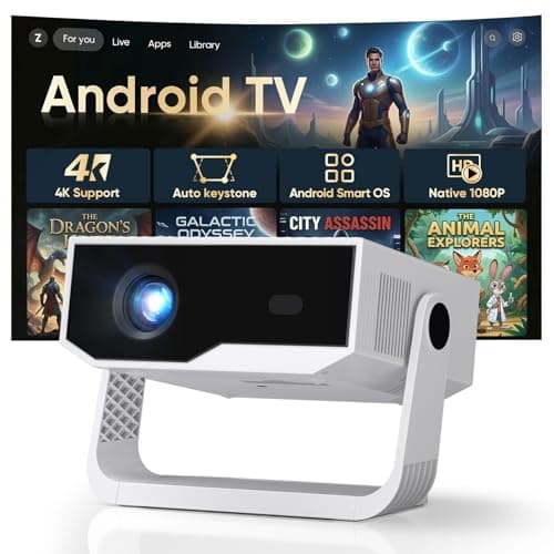 Image of Mini Smart Projector 2026 New Android 14, Native 1080P 4K Supported Wifi Projector 30000 Lumens Built-in-Apps with Auto Keystone, 270° Stand Portable Movie Projector for Home Bedroom, iOS/Switch/PS5