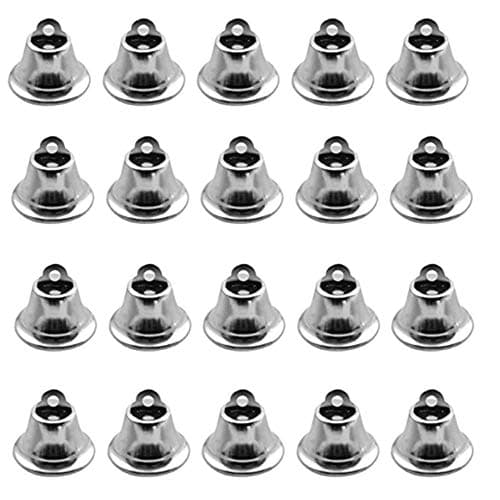 Image of LAIYOHO 20 Pack 1.1cm Silver Metal Jingle Bells, Antique Iron Craft Bells for DIY Wind Chimes Christmas Decor & Holiday Crafts