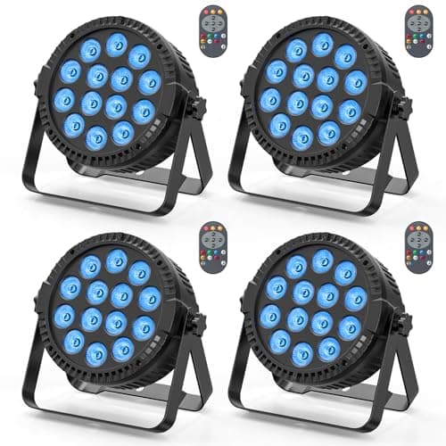 Image of LeLeght 4 Pack 84W LED Par Can Lights, RGBW DMX DJ Stage Lighting Uplights by Remote Control/Auto/Sound Strobe Light for DJ Disco Wedding Church Live