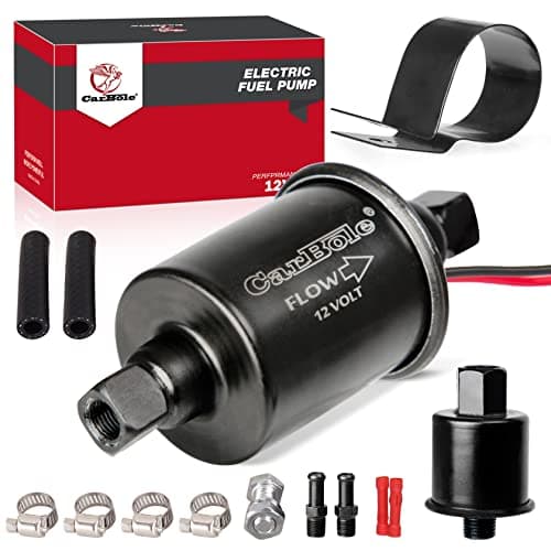 Image of CarBole Electric Fuel Pump 5-9 PSI,Universal Petrol Pump Fit for Diesel and Gasoline with Installation Kit,Pure Copper Wire,8mm Inlet and Outlet Size Compatible with 12V Devices(Black)