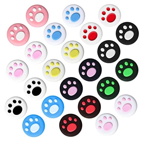 Image of 24PCS Jagowa Cat Paw Joystick Covers - Cute Silicone Thumb Grip Caps for Nintendo Switch. Analog Joystick Replacement (Random Color)