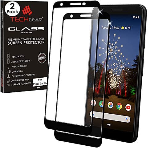 Image of TECHGEAR 2 Pack GLASS Edition Compatible with Google Pixel 3a XL, Tempered Glass Screen Protector Covers [2.5D Round Edge] [9H Hardness] [Crystal Clarity] [Scratch-Resistant] [No-Bubble]