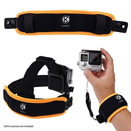Image of CAMKIX® 2in1 Floating Wrist Strap & Headstrap Floater Compatible with GoPro Hero 8 Black, Hero 7/6 / 5/4, Session, Black, Silver, Hero+ LCD, 3+, 3, 2, 1 - Prevents Your Camera from Sinking