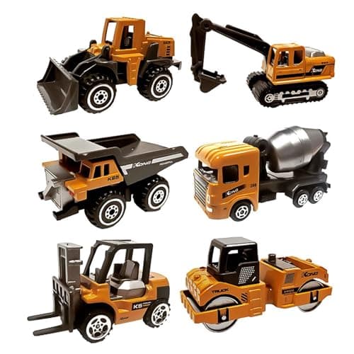 Image of AWAVM 6 Pcs Kid Diecast Metal Cars Engineering Vehicles Set,Construction Toys for Boys 3 Year Olds Sand Pit Play