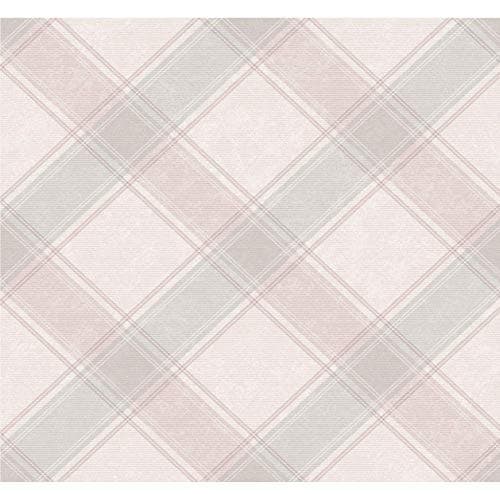 Image of Holden Aidan Check Pink & Grey Tartan Country Cottage Wallpaper 90742