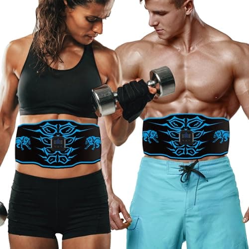 Image of Abs Trainer Muscle Stimulator, Washable & Skin-Friendly Ab Toning Belt with 14 Pads, 8 Modes 30 Levels, USB Rechargeable, Portable Fitness EMS Muscle Stimulator for Men & Women, Home Office