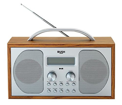 Image of BUSH DAB/FM STEREO RADIO IN A WOODEN CABINET