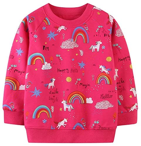 Image of TEDD Girls Sweatshirt for Kids Cotton Top Casual Jumper Girl T Shirt Toddler Clothes Long Sleeve Pullover Winter Spring Age 9-10 Years Rose Red