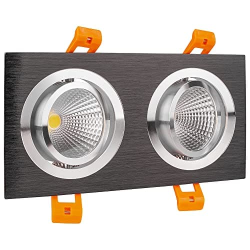 Image of TEKLED LED Tilt Recessed Rectangle Downlight 2 Way IP20 CRI90 - Black / 3000K Warm White / 2 x 5 W