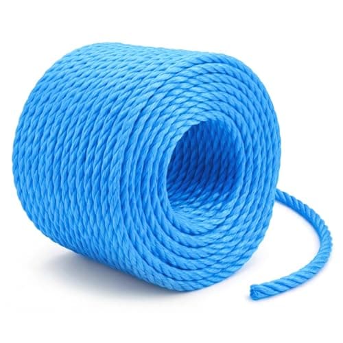 Image of Flatro Blue Polypropylene Rope 30 Meter Long 6mm Strong Cord 530kg Breaking Load Capacity | Hard Wearing 3-Strand Strong Rope | Best for Tarpaulin Strapping Items Cargo Boating | Washing Line