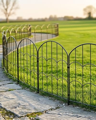 Image of ARIFARO Metal Garden Fence Panels, 61cm H x 33cm W, Total Length 3.3m, 10 Pack, No Dig Rust-Resistant Outdoor Fencing, Small Animal Barrier, Decorative Border for Yard & Garden, Black
