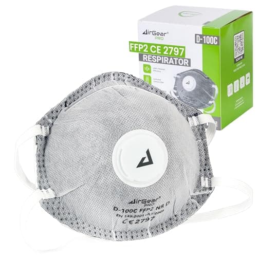 Image of AirGearPro FFP2 Mask with Valve (10-Pack) – FFP2 Respirator Mask & Dust Mask for Fine Dust, Sanding & Building Work – PPE Respiratory Mask