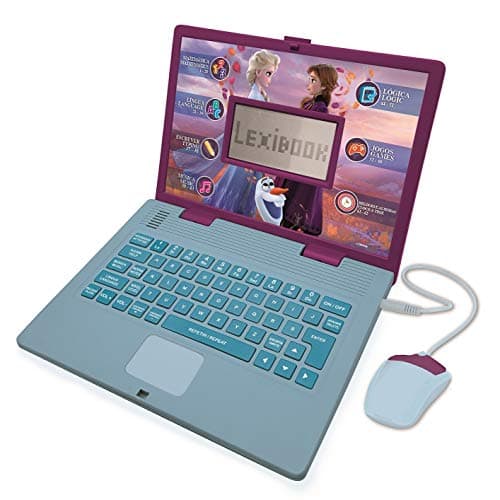 Image of LEXIBOOK, Disney Frozen 2, Educational and Bilingual Laptop PORTUGUESE/ENGLISH, Toy with 124 Activities to Learn, Play Games and Music with Elsa & Anna, Blue/Purple, JC598FZi4