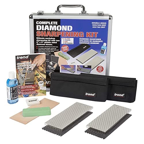 Image of Trend Complete Diamond Sharpening Kit with 2X Diamond Bench Stones & Lapping Fluid, Honing Compound & Leather Strop, Accessories & Sharpening Solutions Guide, DWS/KIT/E