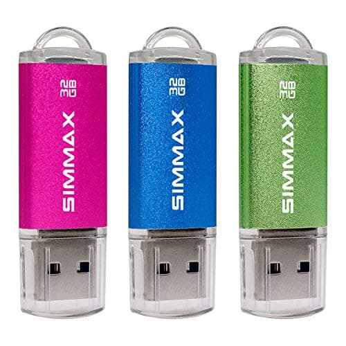 Image of SIMMAX Memory Stick 32GB 3 Pack 32GB USB 2.0 Flash Drives Thumb Drive Pen Drive (32GB Pink Blue Green)