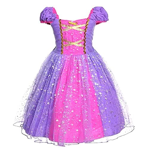 Image of Discoball Princess Girls Rapunzel Costumes Cosplay Fancy Party Girl Princess Dresses for Festival Pageant Carnival Halloween (3-4Years, Purple-1)