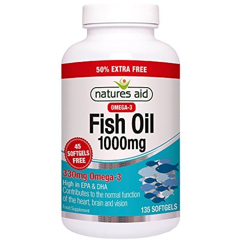 Image of Natures Aid Fish Oil, 1000 mg, 135 Softgels (Provides Omega-3 Essential Fatty Acids EPA and DHA, for The Normal Function of The Heart, Brain and Vision, Made in The UK)