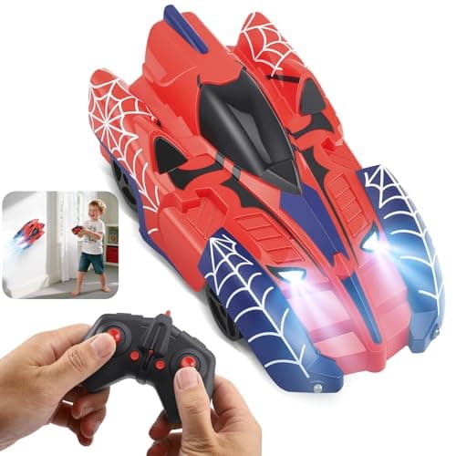 Image of Delousiber Wall Climbing Remote Control Race Car, Zero Gravity Dual-Mode Remote-Controlled Stunt Car With Headlights, LChristmas/Birthday Gift for Children Aged 6 and Above (Red)