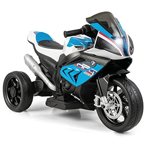 Image of COSTWAY 12V Kids Electric Motorbike, Licensed BMW Ride on Motorcycle with Headlight, Music, Horn, MP3, USB Port, Battery Powered Vehicle Toy for 37-96 Months (Blue)