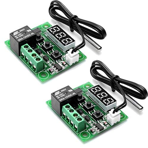 Image of Hailege 2pcs W1209 12V DC Digital Temperature Controller Board Micro Digital Thermostat Electronic Temperature Temp Control Module Switch with 10A One-Channel Relay and Waterproof