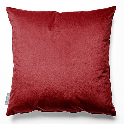 Image of Izabela Peters Cushions With Covers Included, Filled Cushion, Eco-Friendly Velvet Cushions, 45 cm, Raspberry Red, Chair Cushions, Sofa Cushions, Seat Cushions, Large Cushions