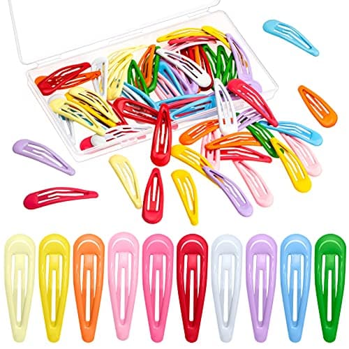Image of 60Pcs Snap Hair Clips for Girls, Gingbiss 2 inch No Slip Colorful Metal Hair Barrettes with Storage Case for Girls Kids Teens, Cute Snap Hair Accessories for Fine/Thick Hair, 10 Assorted Colors