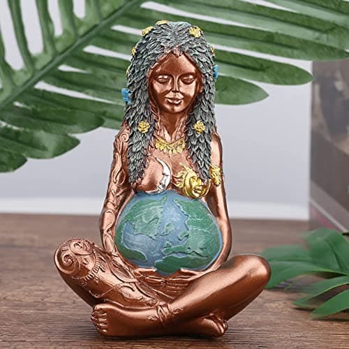 Image of Jauhmui Millennial Gaia Statue, Mother Earth Statue,Statue of the Earth,Resin Decoration,Mother Earth Goddess Statue,Home Garden Decorative Polyresin Figure Art Statue,Statuette,Gifts for Mother (M)