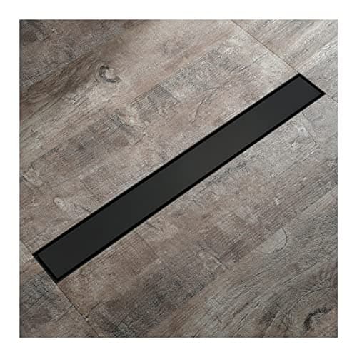 Image of GYRAZXS Linear Shower Floor Drain,Rectangular Floor Drain with Reversible 2-In-1 Cover Tile Insert Grate Removable,304 Stainless Steel Black Shower Drain,80cm