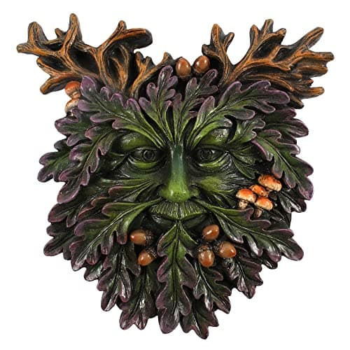 Image of Enchanting Green Man Small Face Plaque - 14.5cm x 14cm (1 Pc.) - Durable Handcrafted Resin & Unique Design - Perfect for Garden Decor & Gift Idea