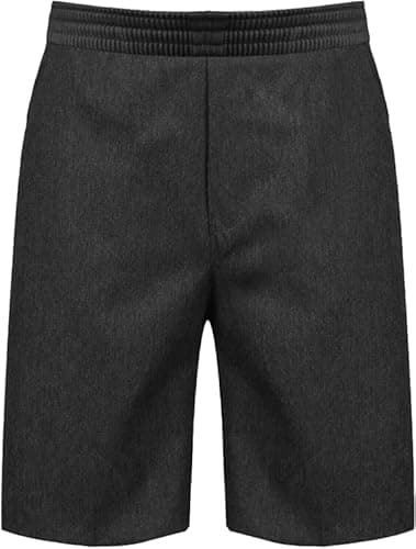 Image of Boys Plus Fit All Around Elasticated Waist School Shorts Pull-Up Style Generous Waist Grey Black (UK, Age, 13 Years, 14 Years, Plus, Grey)