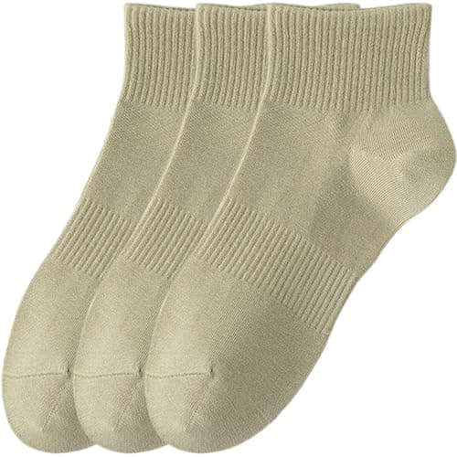 Image of Hamjax 3 Pairs Womens Casual Socks Cotton Sneaker Socks Ankle Socks, 3 Pairs, Oliver Green