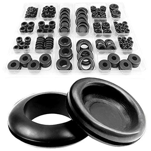 Image of DSL Grommet Kit, 200pcs 18 Sizes Black Rubber Grommets for Holes Electrical Wire Gaskets Assortment for Cables, Wires, Hobs, Cars, Plugs, Electrical Conductor