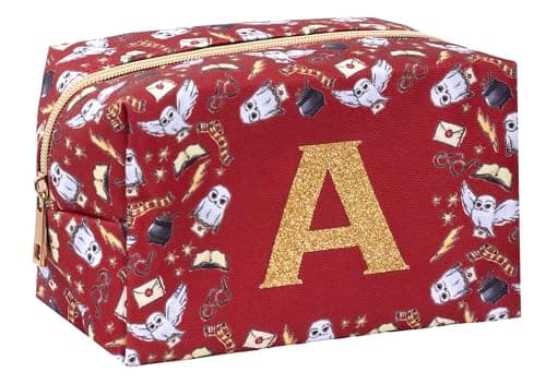 Image of Harry Potter Personalised Make Up Bag Hogwarts Gryffindor Large Toiletry Travel Cosmetic Bag Gift for Girls - Burgundy