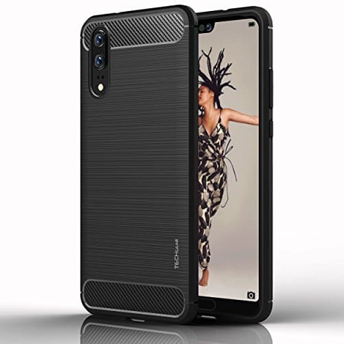 Image of TECHGEAR P20 Case - [Stealth Case] Flexible, Shockproof, Slim Fit, Soft TPU Protective Shell Cover with Carbon Fibre Design Compatible with Huawei P20