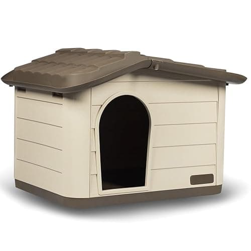 Image of URBNLIVING Plastic Dog House for Small Medium Dogs, Durable Indoor Outdoor Pet Kennel Shelter, Easy Wipe Clean Surface, Air Ventilation Portable, Weather-Resistant, 2 Sizes