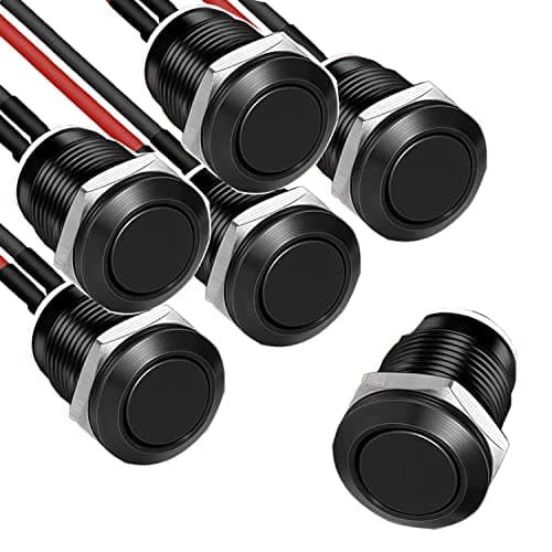 Image of RUNCCI-YUN 5pcs 12mm Waterproof Momentary Push Button Switch, Mini Push Button Horn Switch, round push button switch, push button switch 12v,momentary power switch, with Pre-soldered Wires
