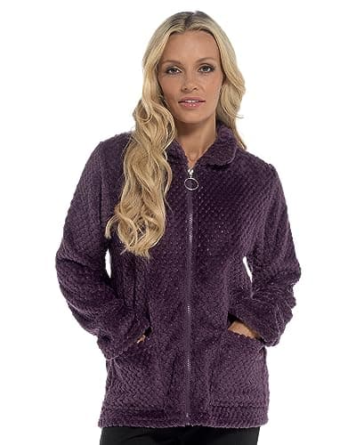 Image of Undercover Waffle Fleece Zip Bed Jacket LN1693 Purple 10-12