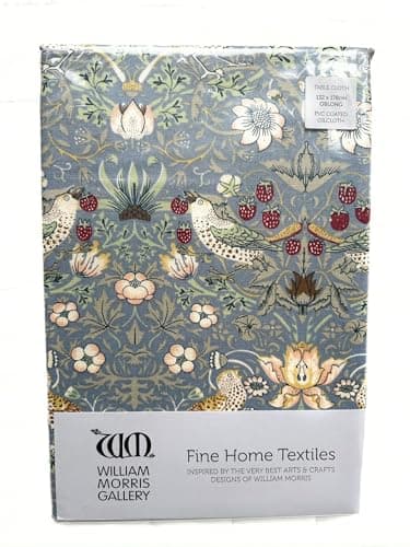 Image of WILLIAM MORRIS Strawberry Thief Blue 132 x 178cm Acrylic/PVC Tablecloth