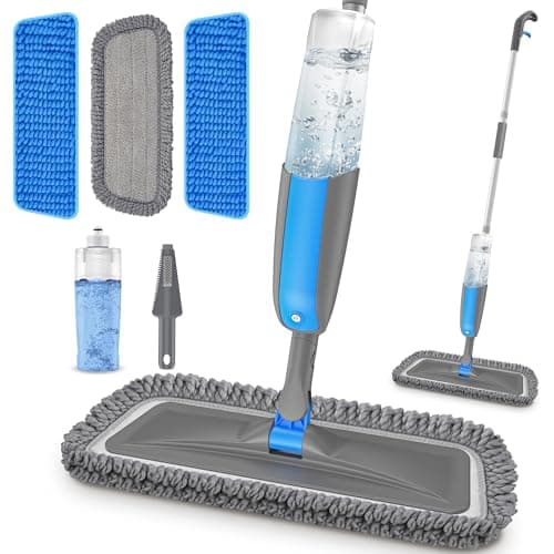 Image of Spray Mops for Cleaning Floors - MANGOTIME Microfiber Wood Floor Mop with Refillable Bottle & 3pcs Washable Pads for Househould Commercial Wood Laminate Vinyl Tile Wet Dry Dust Cleaning