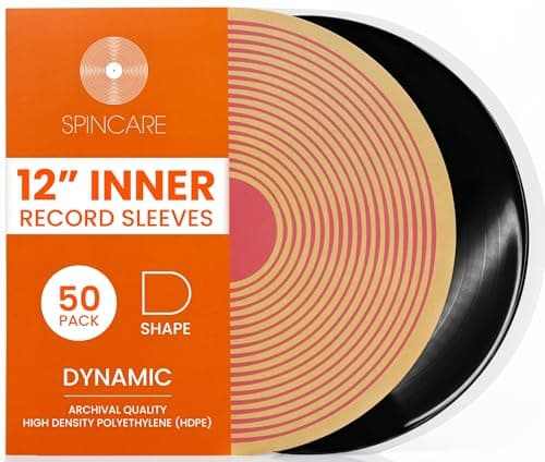 Image of Spincare 50x 12 Inch Anti-Static Inner Vinyl Record Sleeves | Dynamic Rounded Edge LP Protective Sleeve | Premium HDPE Anti-Static Album Protection | Archival HDPE Plastic Vinyl Record Storage Covers